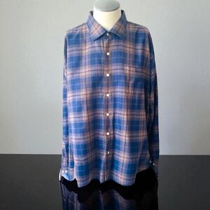 PETER MILLAR Brushed Cotton Plaid Shirt Size XXL